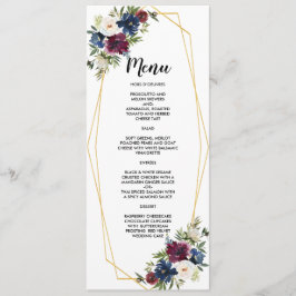 Menu Casamento de Flores de Marinho de Frame Geométrico