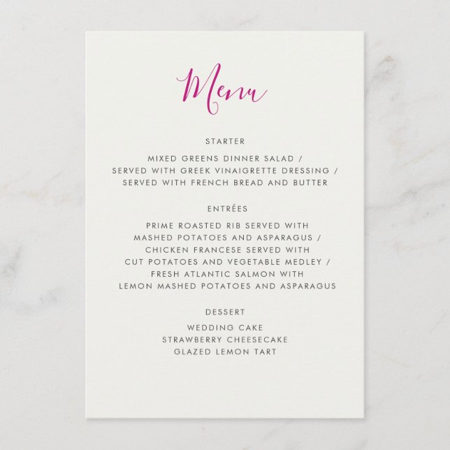 Menu Casamento de Flores de Morango Selvagens Vermelhas (Frente)