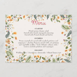 Menu Casamento de Flores de Pedônias de Daffodils Botân