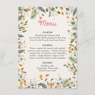 Menu Casamento de Flores de Pedônias de Daffodils Botân