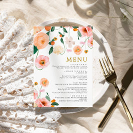 Menu Casamento de Flores de Poppies Rosa