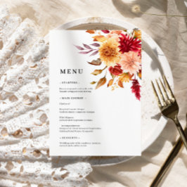 Menu Casamento de Flores de Queda