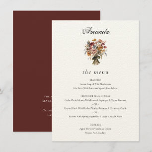 Menu Casamento de Flores de Queda de Nome de Convidado 