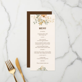 Menu Casamento de flores de queda de Ouro legante