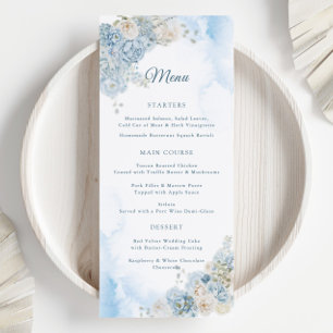 Menu Casamento de Flores de Rosa de Marinha Azul Elegan