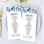 Menu Casamento de Flores Florais Dusty Blue<br><div class="desc">Este é um menu de Casamento Floral de Jardim Floral de Flor Azul Dusty.</div>