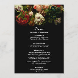 Menu Casamento de flores florais elegantes e românticas