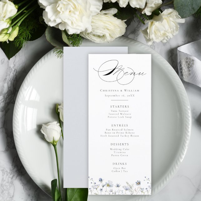 Menu Casamento de flores selvagens de inverno com Aquar (Criador carregado)