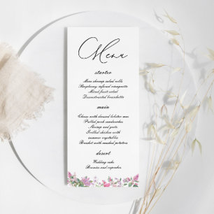 Menu Casamento de Flores Selvagens de Lilac Moderno