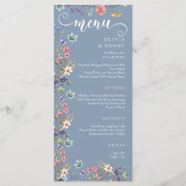Menu Casamento de Flores Selvagens Simples Primavera Az