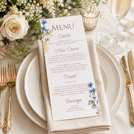 Menu Casamento de Flores Silvestres Botânicas Elegantes