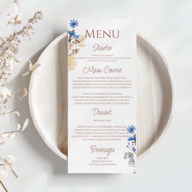 Menu Casamento de Flores Silvestres Botânicas Elegantes (Criador carregado)
