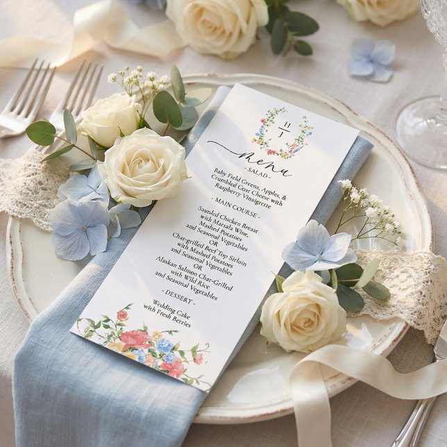 Menu Casamento de Flores Silvestres Coloridas e Elegant (Criador carregado)