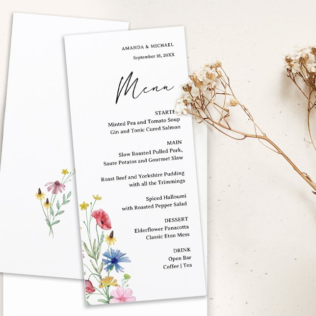 Menu Casamento de Flores Silvestres Elegantes (Criador carregado)