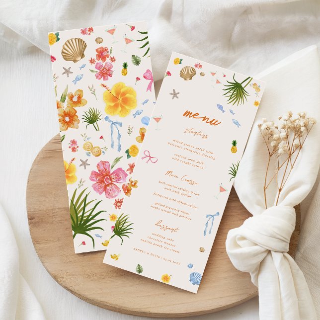 Menu Casamento de Flores Tropicais De Mão Desenhada (Criador carregado)