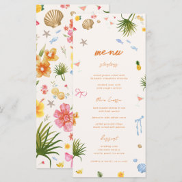 Menu Casamento de Flores Tropicais De Mão Desenhada
