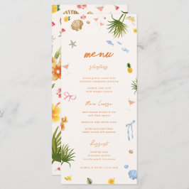 Menu Casamento de Flores Tropicais De Mão Desenhada