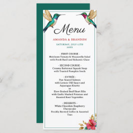 Menu Casamento de Flores Tropicais Vermelhas de Aves Hu