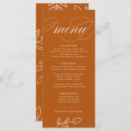Menu Casamento de Folgas Minimalistas Laranja Queimadas