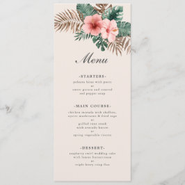 Menu Casamento de Folhagem de Aquarelas Tropicais Moder