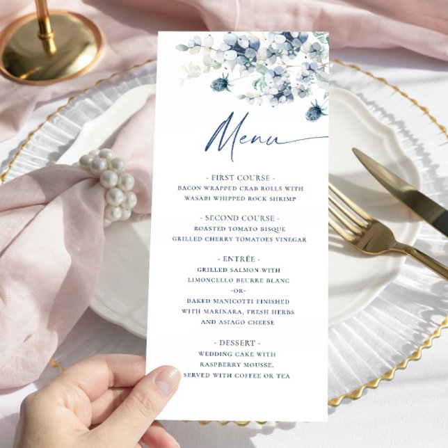 Menu Casamento de Folhagem de inverno da Boêmia Azul El (Criador carregado)