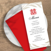 Menu Casamento de Folhas de Cerco Elegante Chinês