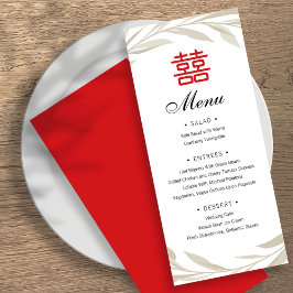 Menu Casamento de Folhas de Cerco Elegante Chinês