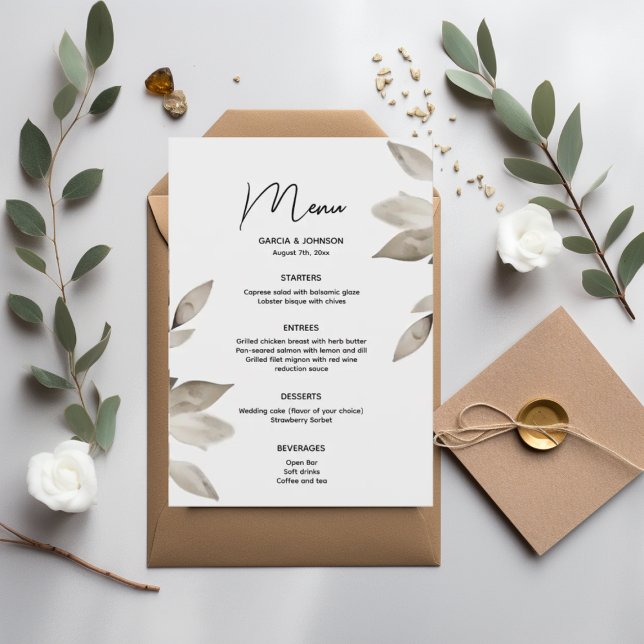 Menu Casamento de Folhas de Eucalipto Botânico (Criador carregado)