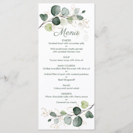 Menu Casamento de Folhas Douradas de Eucalyptus
