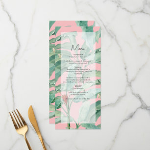 Menu Casamento de Folhas Tropicais de Banana Rosa