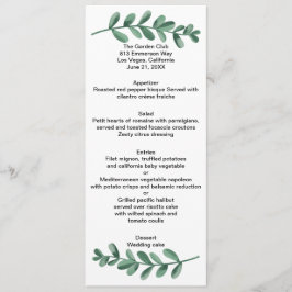 Menu Casamento de Folhas Verdes Clássicas Elegante