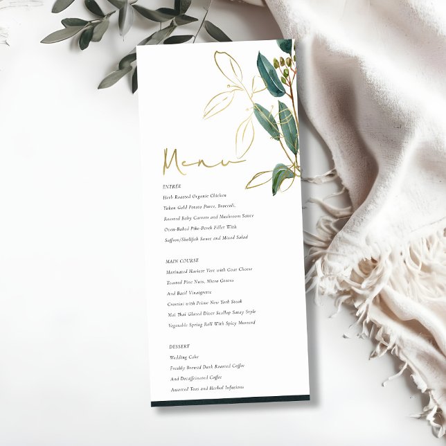MENU CASAMENTO DE FOLIAGEM DOURADA VERDE EUCALIPTO ELEG (Criador carregado)