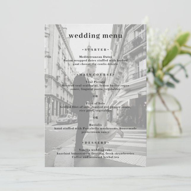 Menu Casamento de Foto Minimalista Moderna (Em pé/Frente)