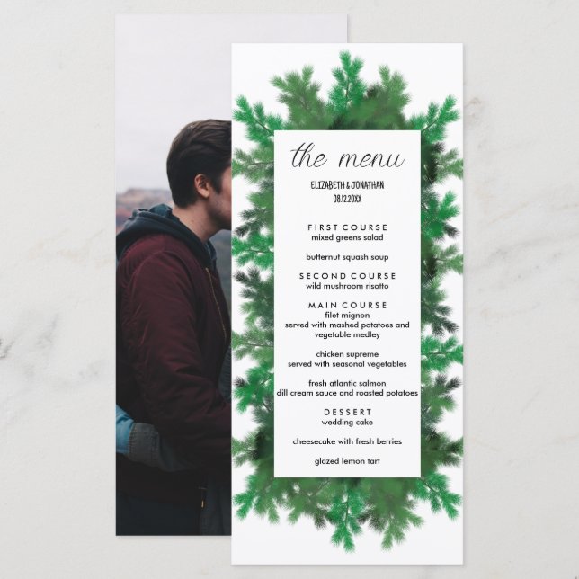 Menu Casamento de Fotografias das Sucursais da Árvore d (Frente/Verso)