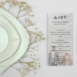 Menu Casamento de Fotos Elegante de Caligrafia Delicada