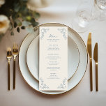 Menu Casamento de Frame Floral Rustic Vintage<br><div class="desc">Cartão de noiva de arte floral rústica elegante com design de quadro botânico colorido azul empoeirado.</div>