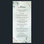 Menu Casamento de Frame Geométrico Dourado Foliage Gree<br><div class="desc">Menu Janto de Casamento Geométrico Dourado de Folhagem Verde,  Contacte-me para obter itens correspondentes ou para personalização,  Rosas Blush ©</div>
