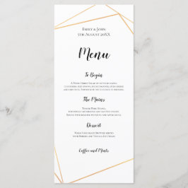 Menu Casamento de Frame Geométrico Simples e Dourado El