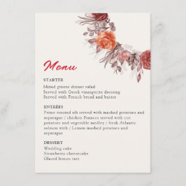 Menu Casamento de Grass de Pampas Florais Boho Rosa