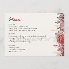 Menu Casamento de Grass de Pampas Florais Boho Rosa