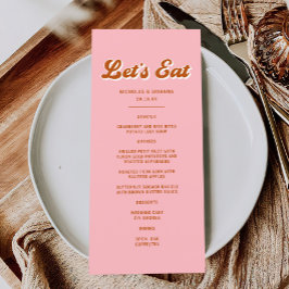 Menu Casamento de Groovy Retro Rosa e Vermelho