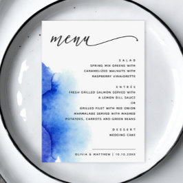 Menu Casamento de guião azul-náutico Elegante