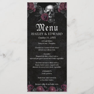 Menu Casamento de Halloween de Burgundy Gótica