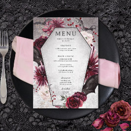 Menu Casamento de Halloween Rustic Black & Burgundy
