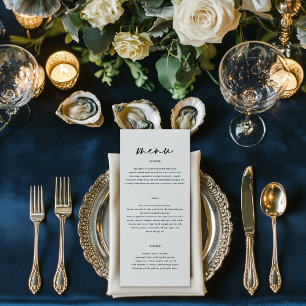 Menu casamento de homens com escrita simples elegante e