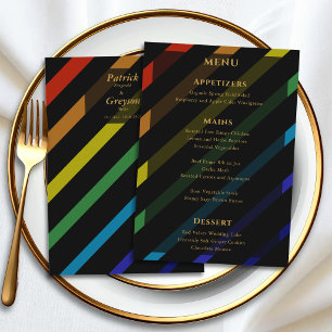 Menu Casamento de Homens Gays Elegante Arco-Íris