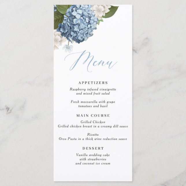 Menu Casamento de Hydrangea Azul (Frente)