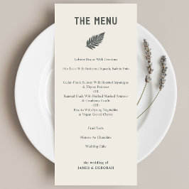 Menu Casamento de Ilustração Botânica de Fern Simples M