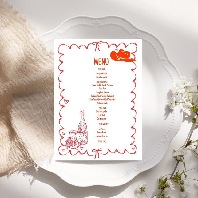 Menu Casamento de ilustração de Scribble Western desenh (Criador carregado)