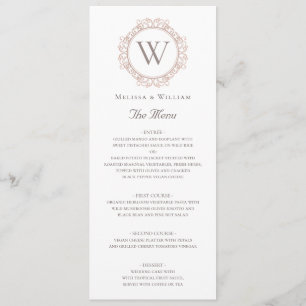 Menu Casamento de insígnia do monograma legante